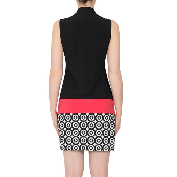 Joseph Ribkoff - Mod Circular Detail Tunic Dress (Black/Neon Pink) - Size 10 - Picture 10 of 11